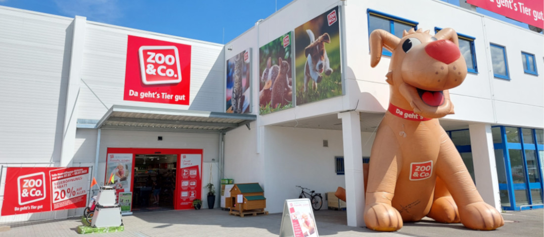 Außenansicht des neu eröffneten ZOO & Co.-Fachmarkts von Matthias Pickelmann in Herzogenaurach